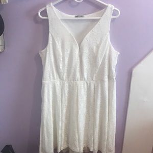 Plus size white lace dress